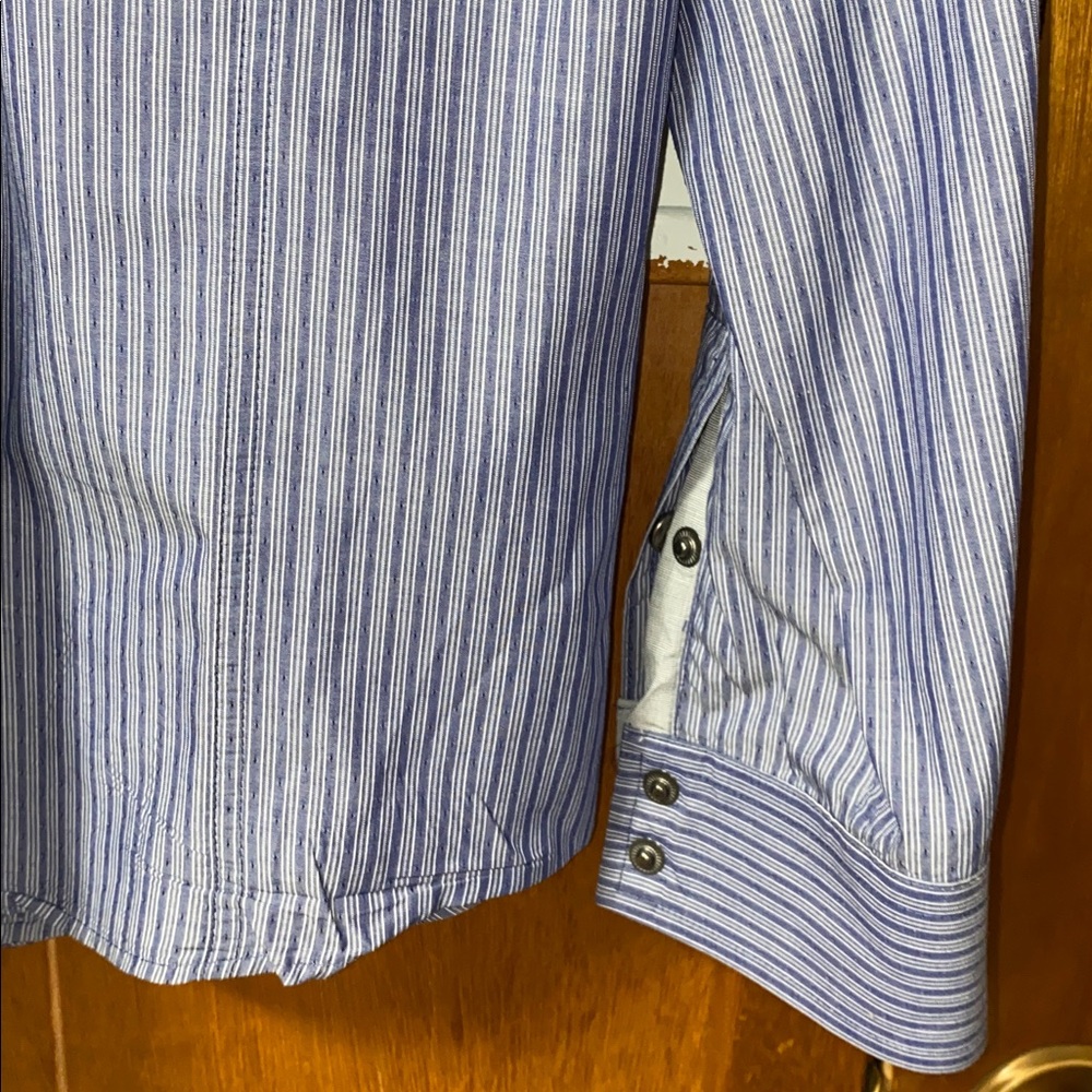 7 Diamonds ‘Look into my eyes’ woven sport shirt long-sleeve striped snap up Med - Picture 3 of 5